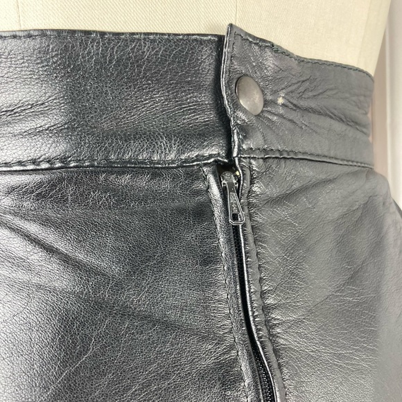 Black Leather Midi Skirt - Made in Italy - 27”W - Picture 9 of 14